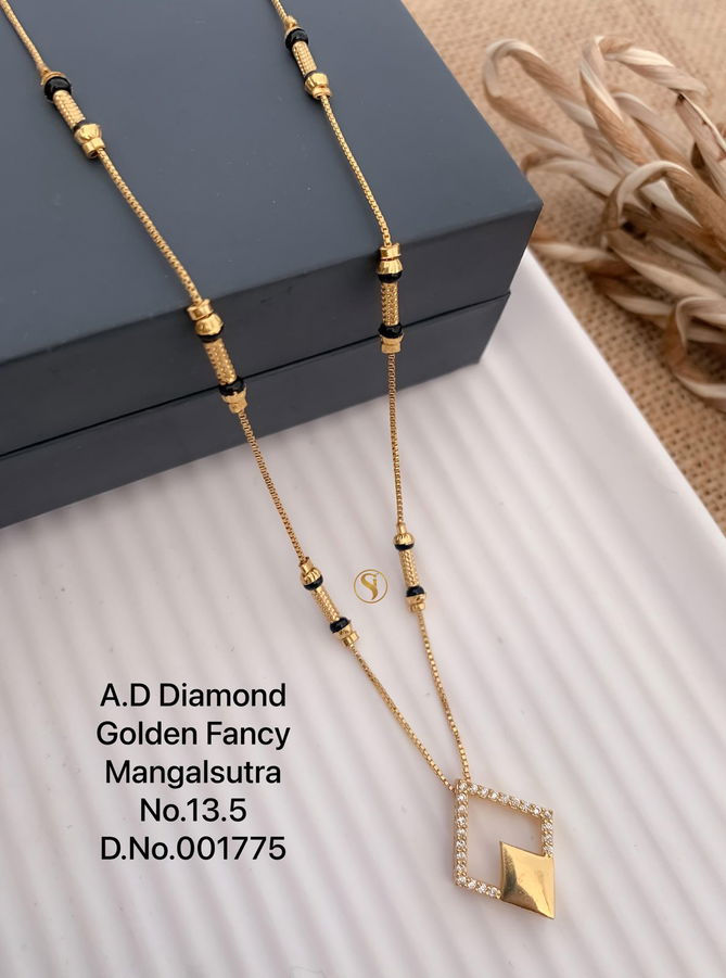 Dokiya 3 AD Diamond Golden Mangalsutra Wholesale Price In Surat
